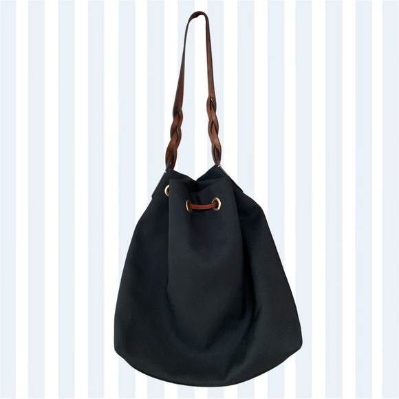 Classic Dooney & Bourke Nylon Drawstring Black and Red Interior Bucket Bag EUC - Picture 3 of 9